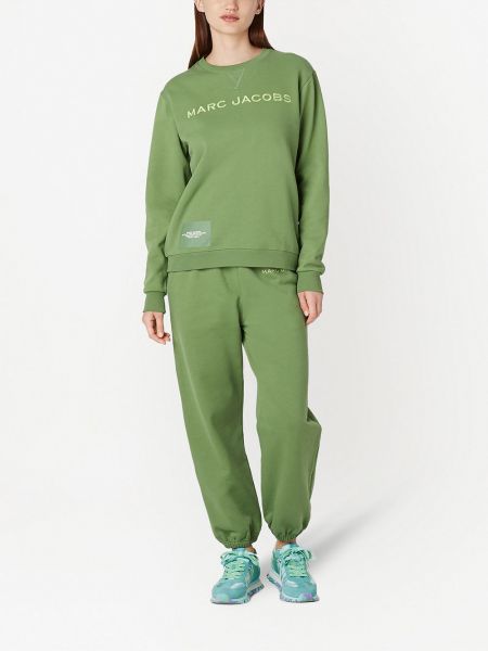 Bavlněné sportovní kalhoty s potiskem Marc Jacobs zelené