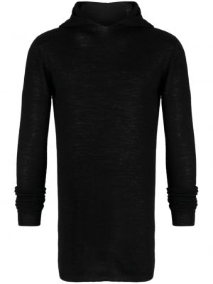 Vlnený sveter s kapucňou Rick Owens čierna