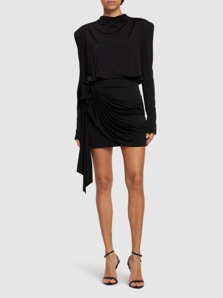 Drapírozott jersey mini ruha Magda Butrym fekete