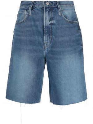 Džínové šortky s vysokým pasem s knoflíky Frame - modrá