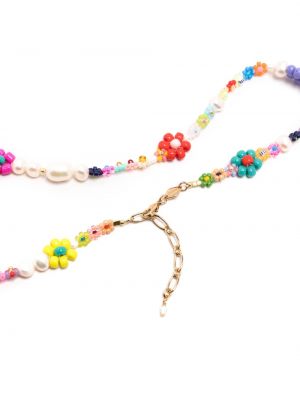 Květinový náhrdelník s korálky Anni Lu zlatý