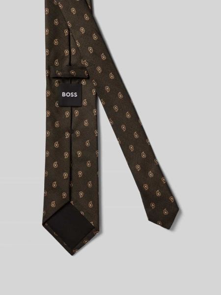 Jedwabny krawat z wzorem paisley Boss