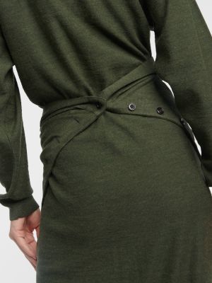 Vlněné midi šaty Lemaire zelené