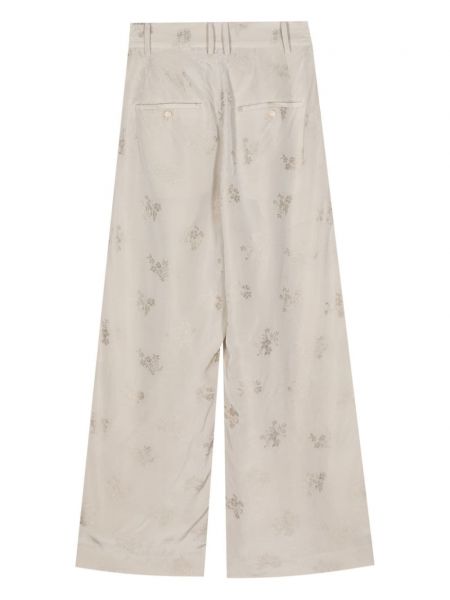 Pantalon à fleurs large en jacquard Uma Wang blanc