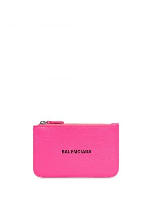 Peňaženka na zips s potlačou Balenciaga ružová