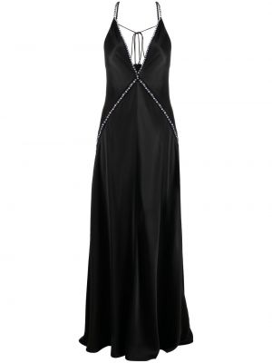 Sukienka wieczorowa z dekoltem w serek z kryształkami Stella Mccartney czarna
