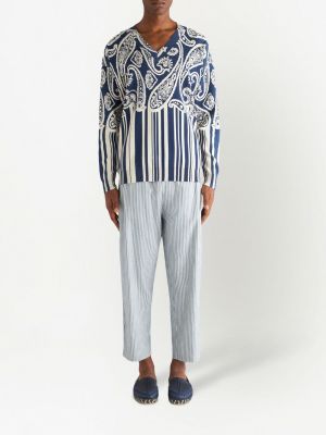 Pullover mit print mit v-ausschnitt mit paisleymuster Etro blau