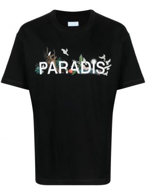 Koszulka bawełniana z nadrukiem 3.paradis czarna