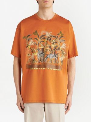 Mustriline puuvillased t-särk Etro oranž