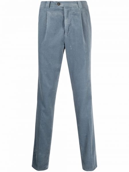 Pantalones rectos de pana slim fit Brunello Cucinelli azul