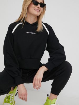Bombažni pulover New Balance črna
