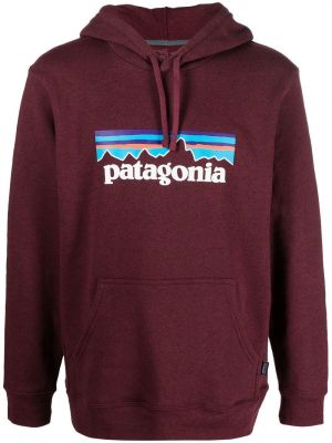 Trykt hettegenser Patagonia rød