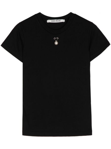 T-shirt aus baumwoll mit print Kimhekim schwarz