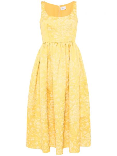 Μίντι φόρεμα ζακάρ Erdem κίτρινο
