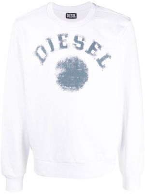 Tryckt sweatshirt i bomull Diesel vit