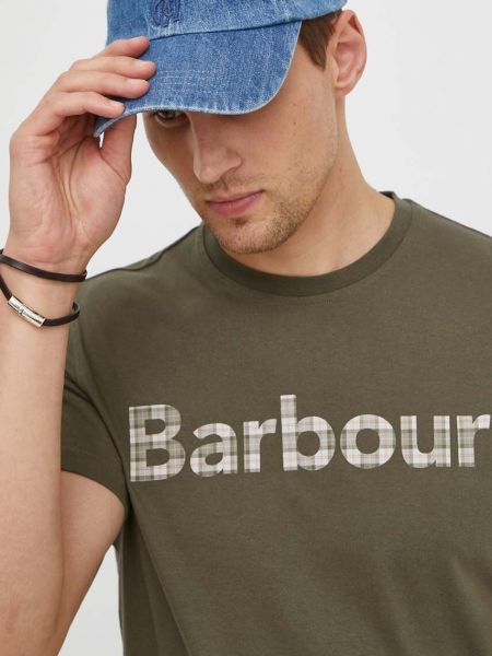 Pamučna majica Barbour zelena