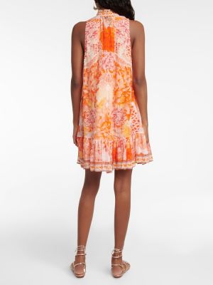 Mini robe en soie à fleurs Camilla orange