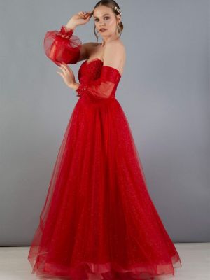 Rochie de seară din tul Carmen roșu
