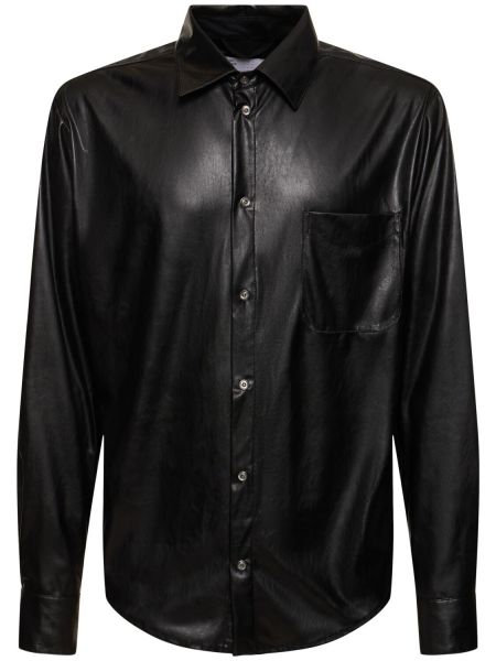 Camisa de cuero de cuero sintético 4sdesigns negro