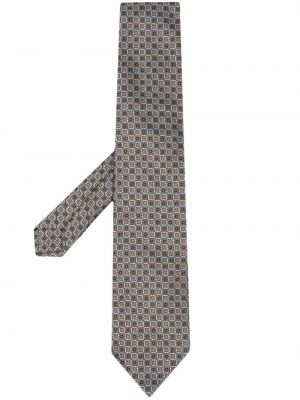 Žakárová hedvábná kravata s potiskem Etro zelená