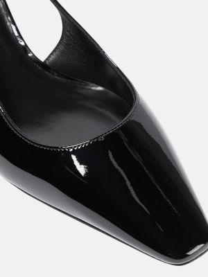 Кожени полуотворени обувки от лакирана кожа с отворена пета Versace черно