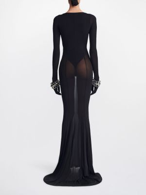 Прозрачна макси рокля от джърси Dion Lee черно