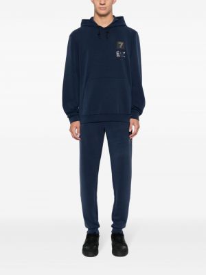 Jersey hoodie mit print Ea7 Emporio Armani blau
