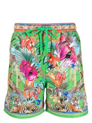 Pantaloni scurți cu model floral cu imagine Camilla verde