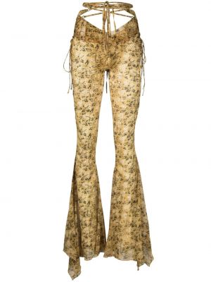 Pantaloni cu model floral cu imagine Knwls galben