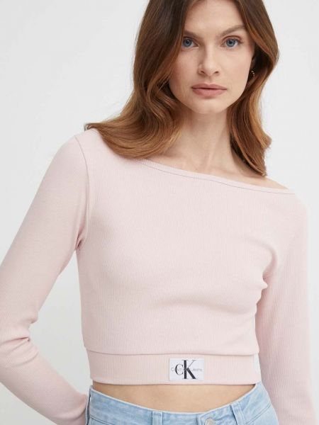 Majica dugih rukava Calvin Klein Jeans ružičasta