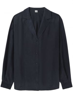 Копринена блуза с v-образно деколте Toteme черно