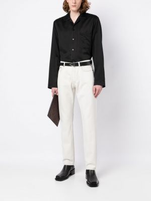 Proste jeansy relaxed fit Saint Laurent białe