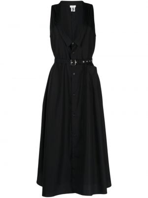 Памучна рокля с v-образно деколте Noir Kei Ninomiya черно