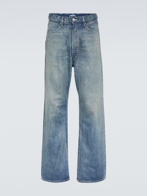 Voľné džínsy s rovným strihom Auralee modrá