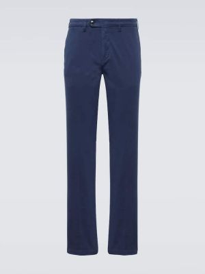 Βαμβακερό παντελόνι chino Canali μπλε