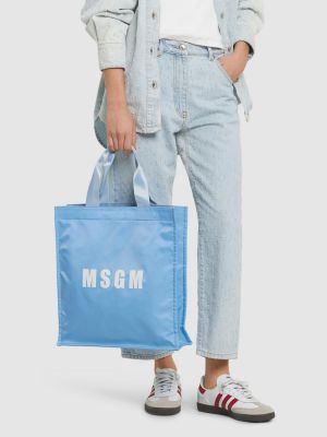 Shopper kabelka z nylonu Msgm modrá