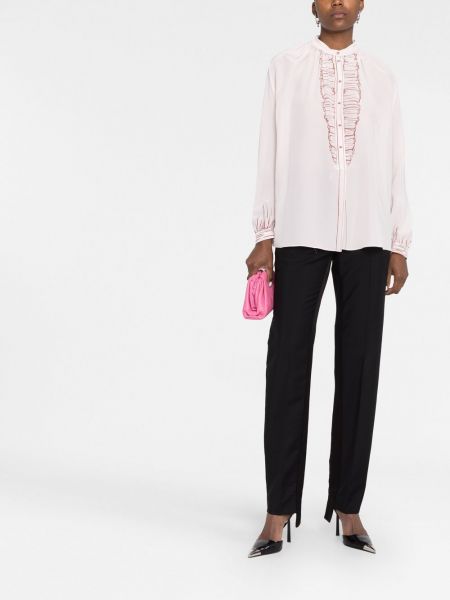 Jedwabna bluzka z nadrukiem Lanvin różowa