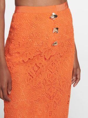Falda midi ajustada de encaje Self-portrait naranja