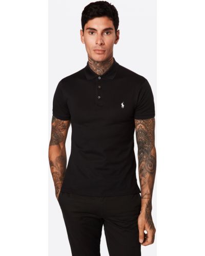 Hálós rövid ujjú slim fit pólóing Polo Ralph Lauren fekete