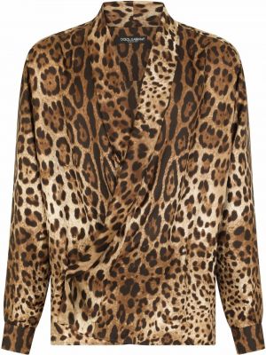 Leopard trykt smokingskjorte Dolce & Gabbana brun