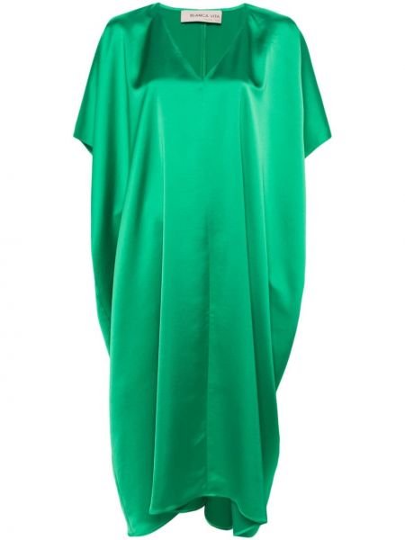 Szatén midi ruha Blanca Vita zöld