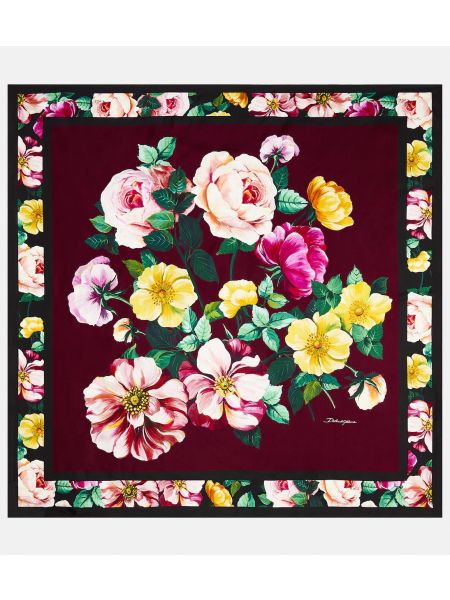 Шелковый атласный шарф в цветочек Dolce&gabbana