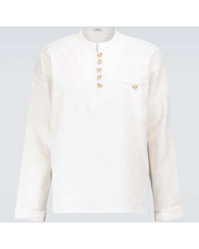 Lněná košile Commas bílá