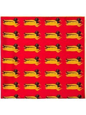 Fular de mătase cu imagine Burberry roșu