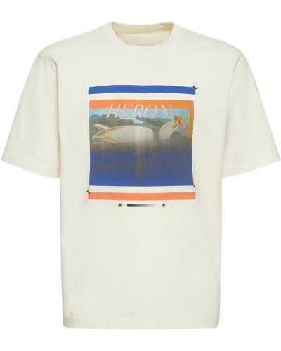 Džerzej bavlnené tričko s potlačou Heron Preston biela
