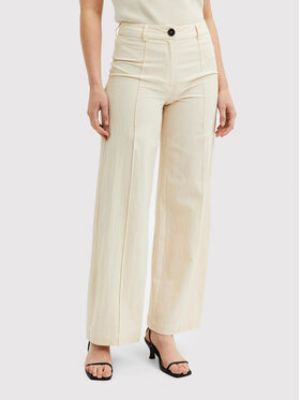 Pantalon large Selected Femme beige