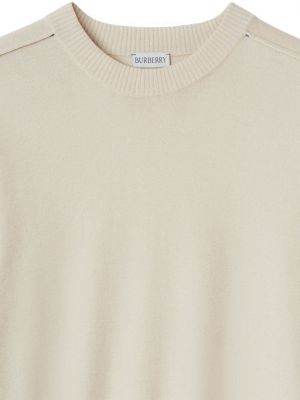 Vlněný svetr s kulatým výstřihem Burberry bílý