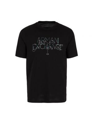Koszulka z nadrukiem bawełniana Armani Exchange czarna