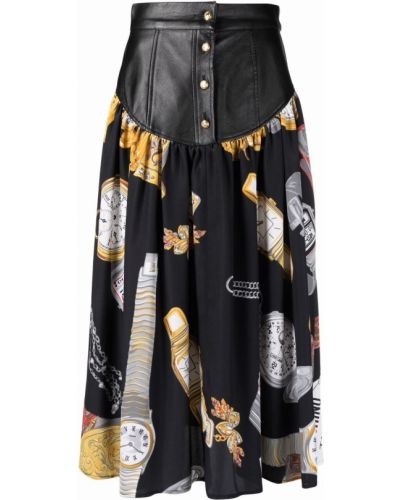 Přiléhavé kožená sukně s potiskem Moschino Pre-owned - černá