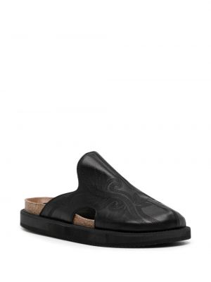 Leder sandale mit stickerei Y's schwarz